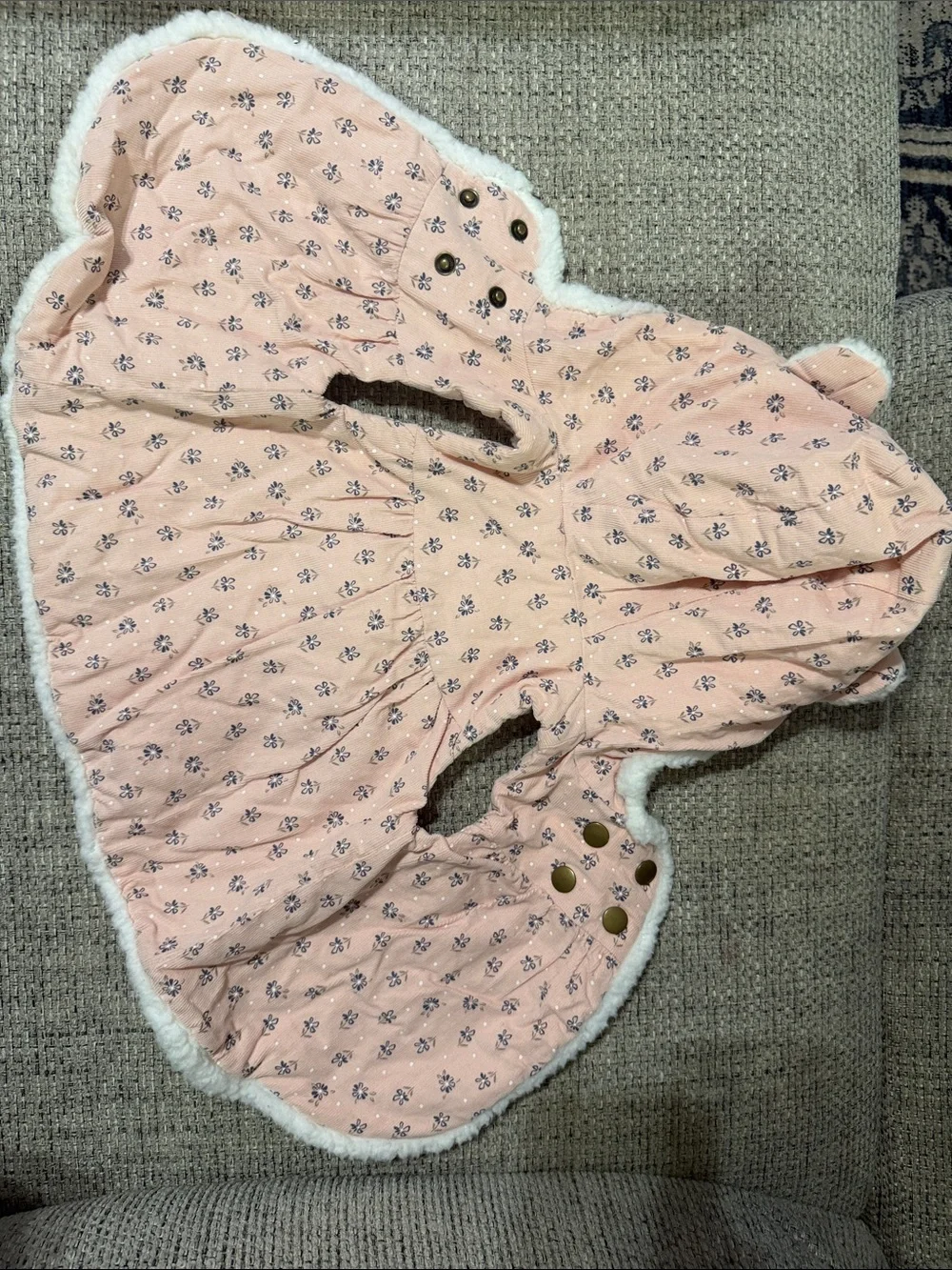 Girls' Pink Floral Sherpa-Lined Hooded Vest